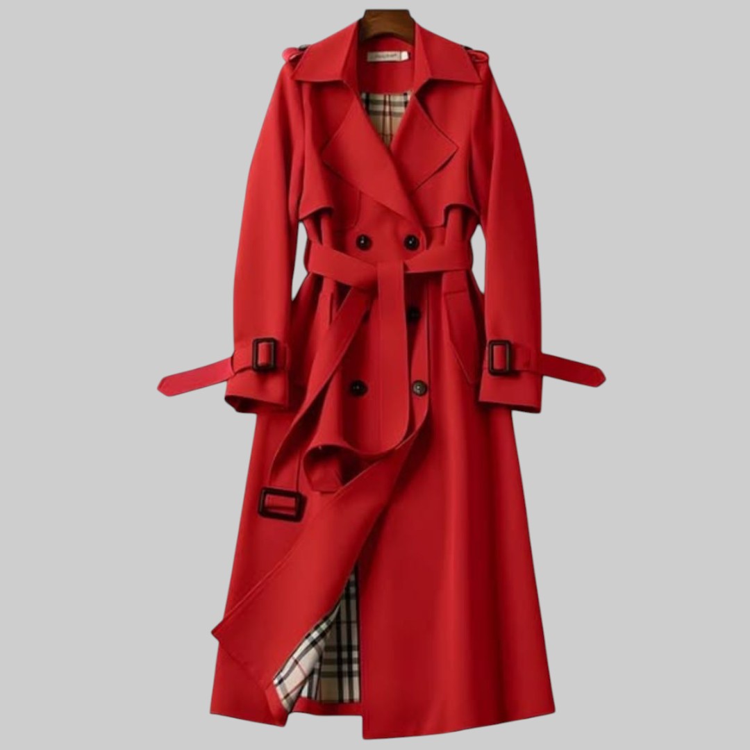MODEGEIST Damen Trenchcoat Klassisch Doppelreihig Gürtel Beige