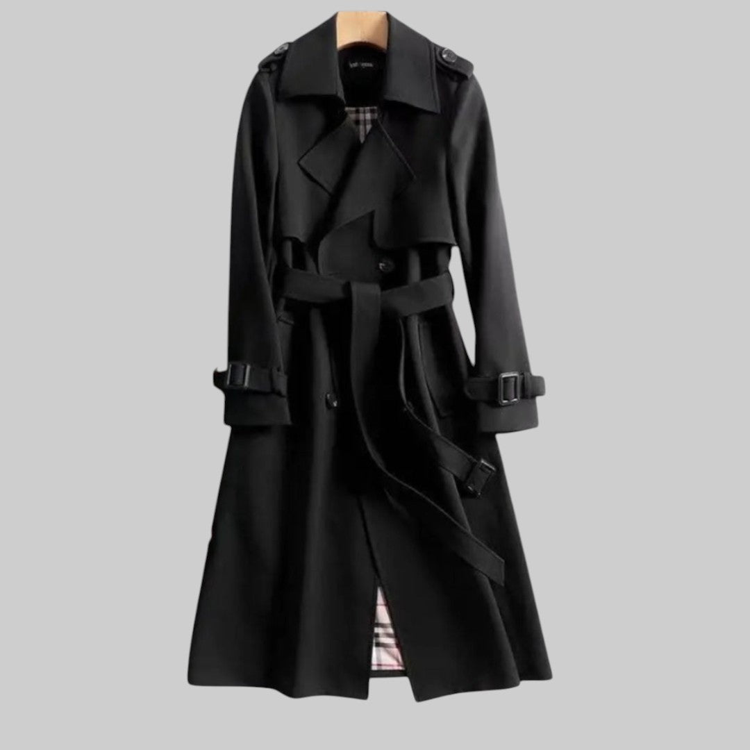 MODEGEIST Damen Trenchcoat Klassisch Doppelreihig Gürtel Beige