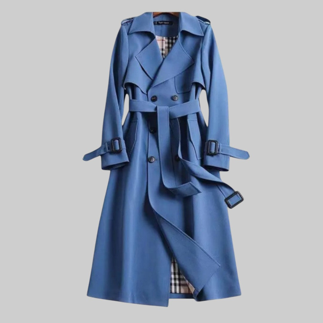 MODEGEIST Damen Trenchcoat Klassisch Doppelreihig Gürtel Beige