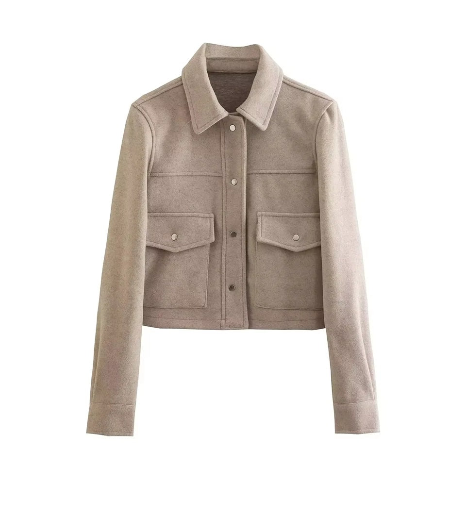 ModeGeist | Kurze Wolljacke mit Knöpfen Weich und Stilvoll Lässiger Look