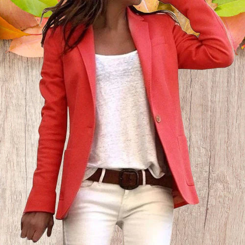 ModeGeist | Revers Knopf Schlanke Lange Ärmel Damen Blazer