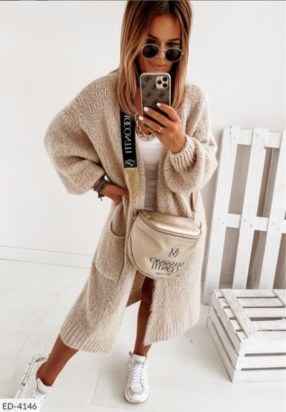 ModeGeist | langer Cardigan mit Taschen