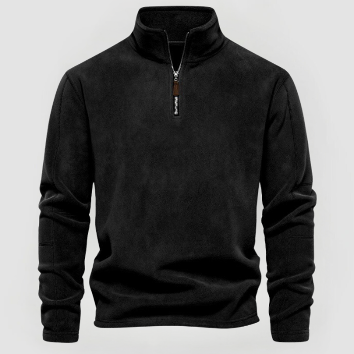 NORBERT: Fleece-Pullover mit 1/4-Reißverschluss