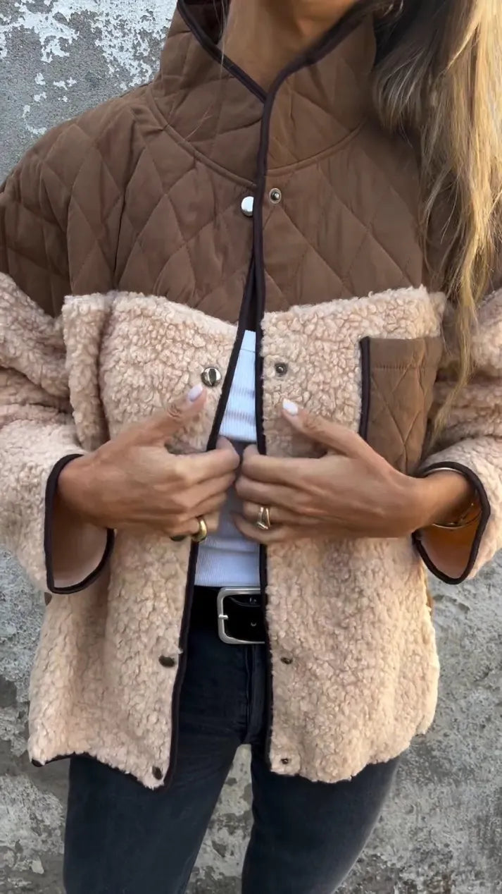 ModeGeist | Lässiger Stehkragen Einreiher Lammwollmantel