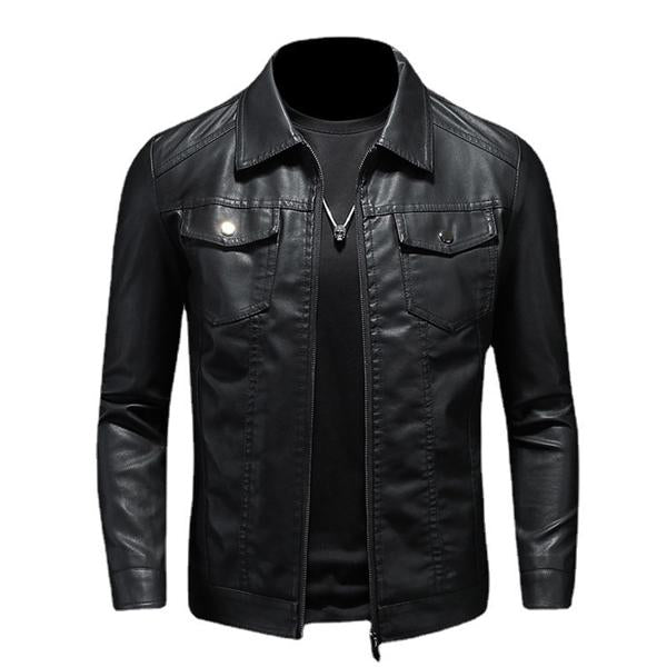 ModeGeist | Lederjacke mit Kragen für Herren