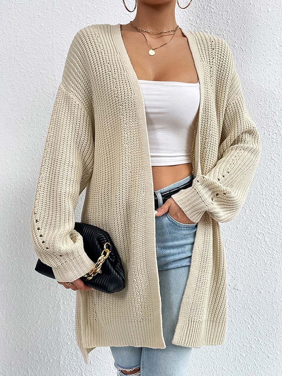ModeGeist | Kardigan - V-Ausschnitt Lockere Mittellange Gestrickte Jacke, Lässig und Bequem