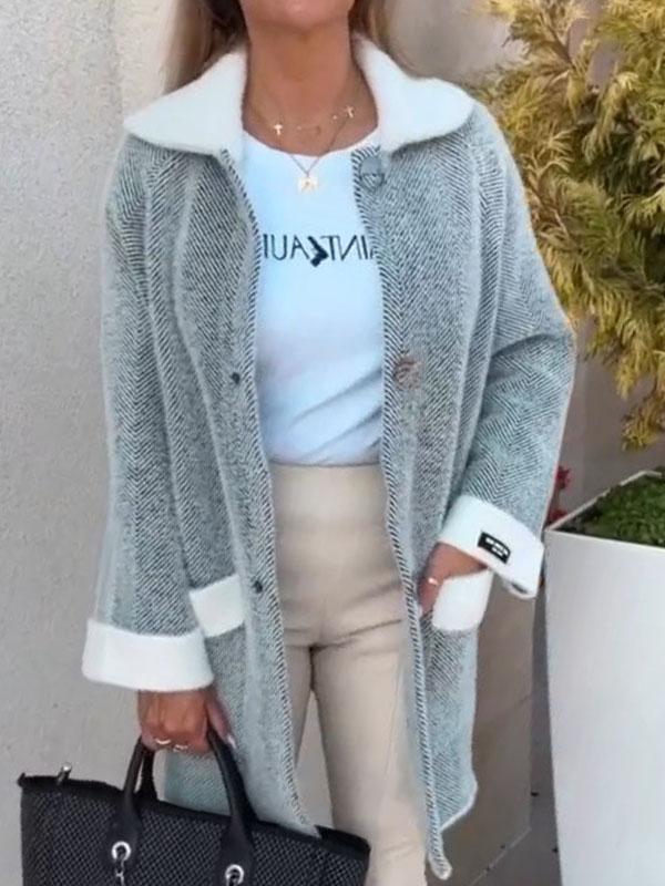 ModeGeist | Gemusterte Jacke mit Kontrastdetails Moderner Schnitt Eleganter Look
