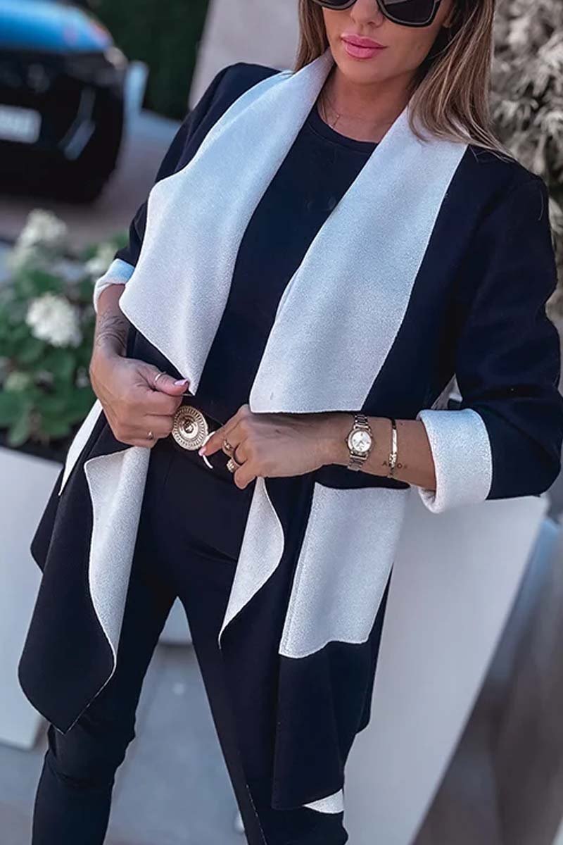 ModeGeist | Offene Strickjacke mit Kontrastkante Elegant und Modern Leichter Komfort