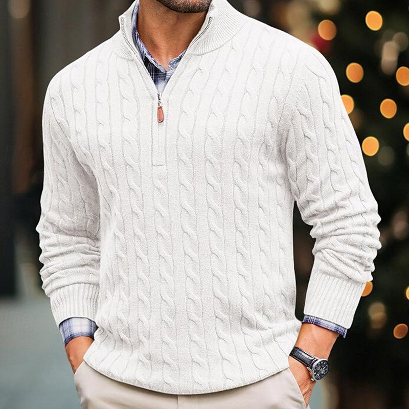 ModeGeist | Kabelstrickpullover mit Reißverschluss Weich und Warm Klassischer Look