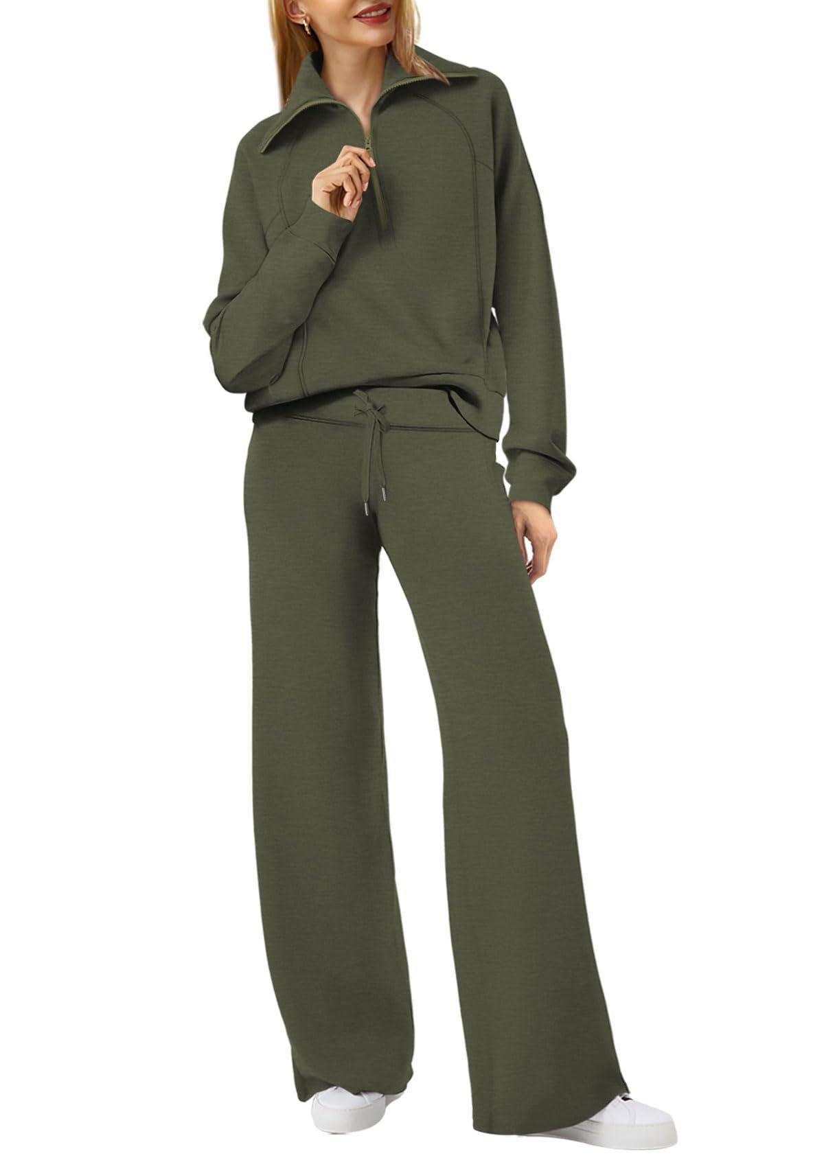 Fudus Damen-Set: Angenehmer Zip-Pullover und Hose mit Kordelzug