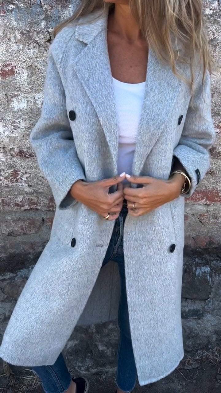 ModeGeist | Lange Jacke mit Doppelknopfverschluss Zeitloses Design Elegante Passform
