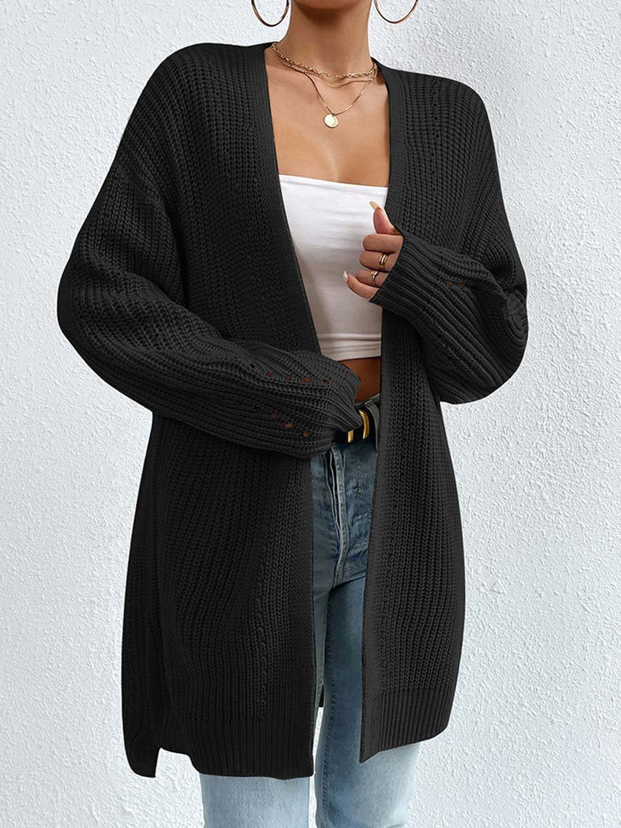 ModeGeist | Kardigan - V-Ausschnitt Lockere Mittellange Gestrickte Jacke, Lässig und Bequem