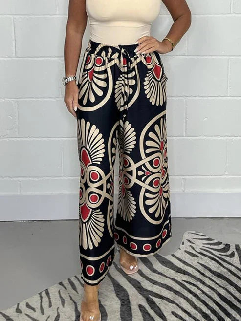 Livia Satinhose mit lockerem Schnitt und Print