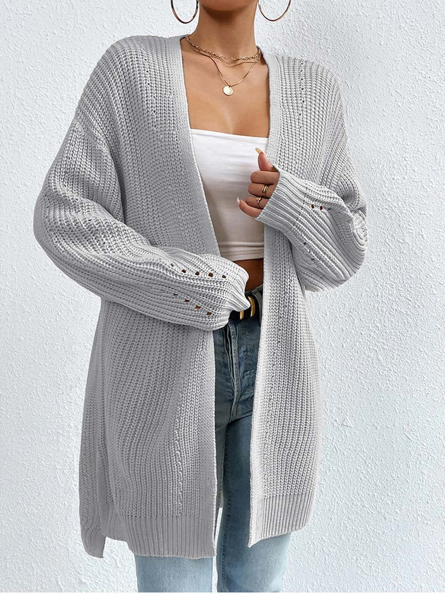 ModeGeist | Kardigan - V-Ausschnitt Lockere Mittellange Gestrickte Jacke, Lässig und Bequem