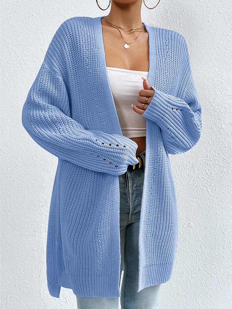 ModeGeist | Kardigan - V-Ausschnitt Lockere Mittellange Gestrickte Jacke, Lässig und Bequem