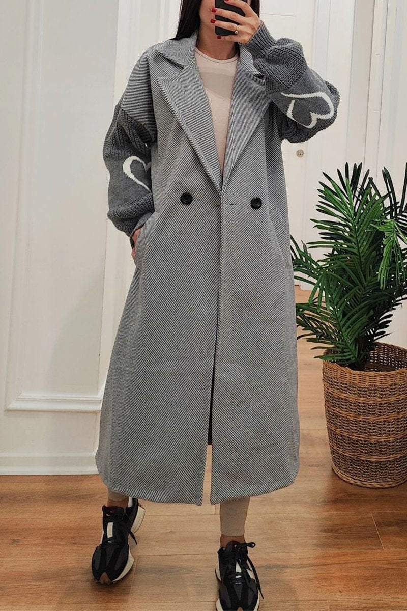 ModeGeist | Lange Jacke mit Strickärmel Elegant und Warm Einzigartiges Design