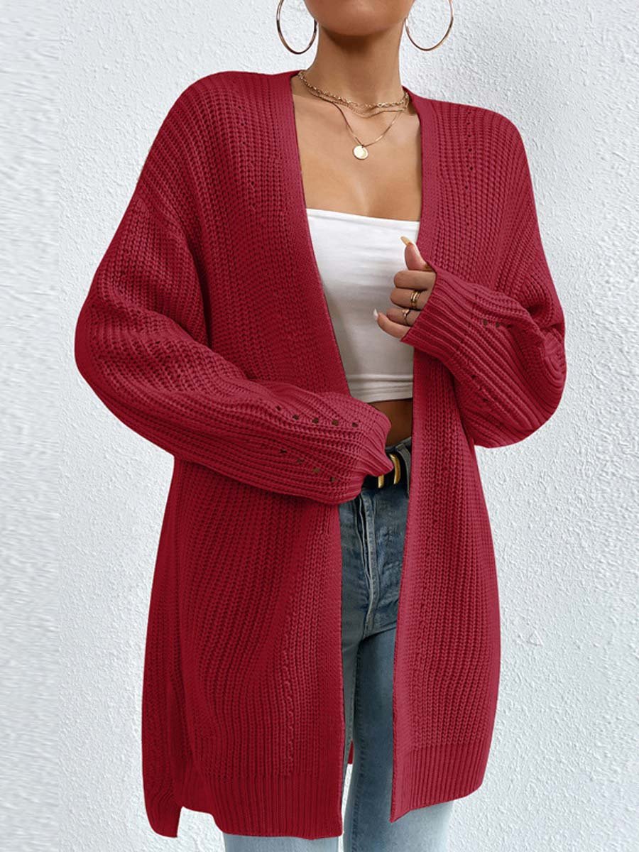 ModeGeist | Kardigan - V-Ausschnitt Lockere Mittellange Gestrickte Jacke, Lässig und Bequem