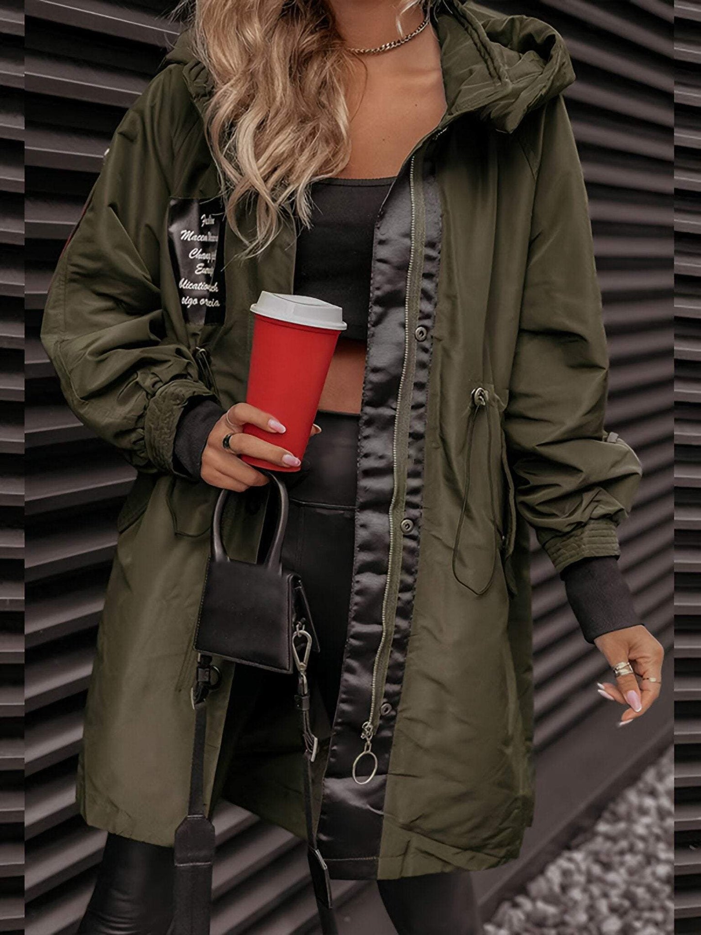 ModeGeist | Damen Parka - langer Mantel mit Kapuze, verstellbarem Kordelzug und Reißverschluss