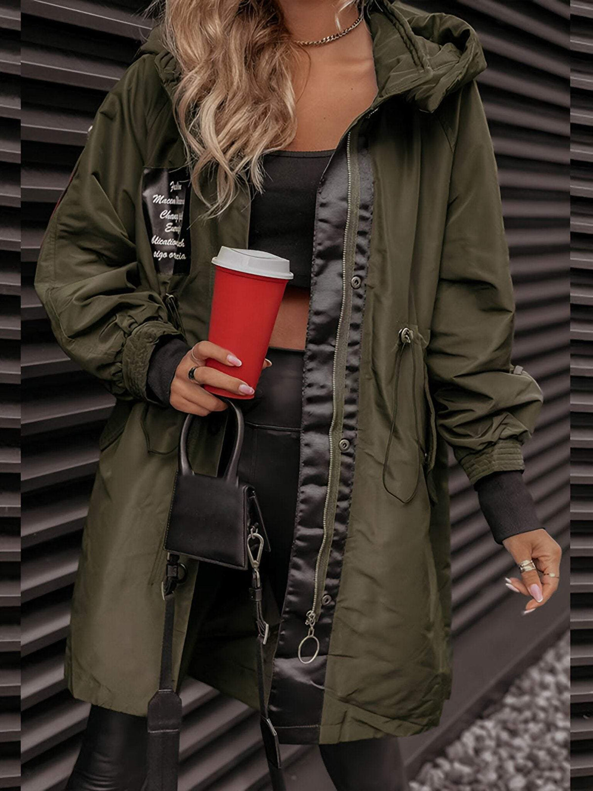ModeGeist | Damen Parka - langer Mantel mit Kapuze, verstellbarem Kordelzug und Reißverschluss