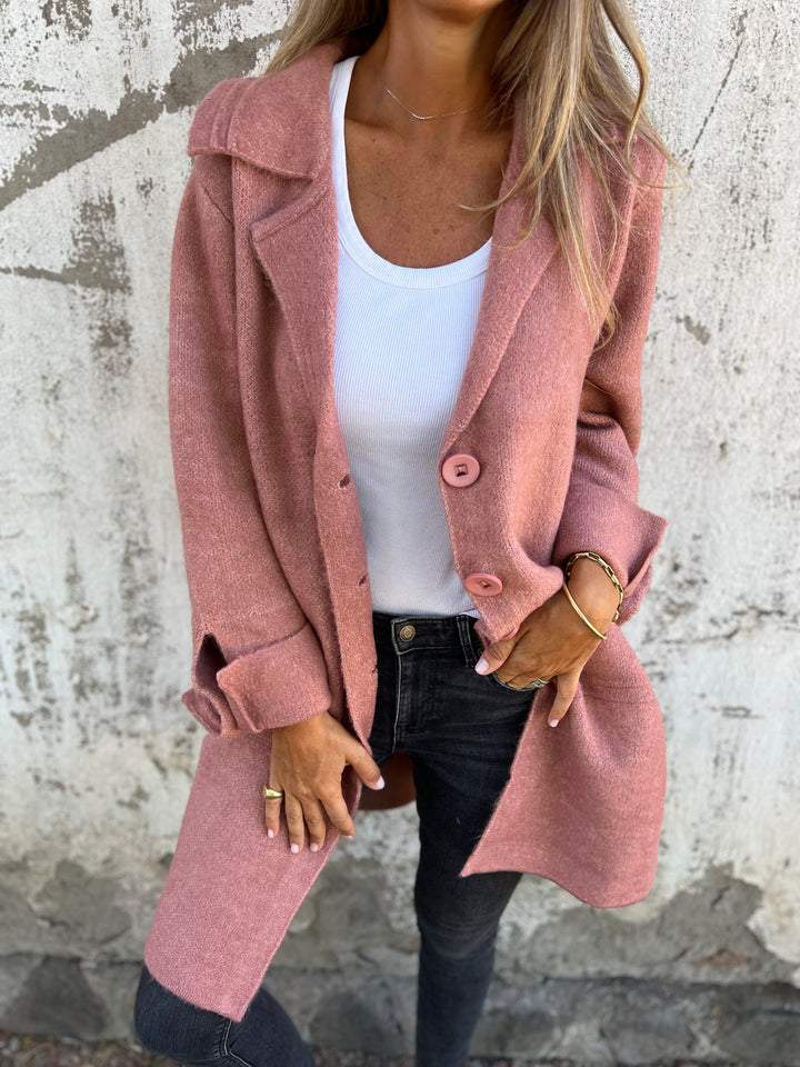 ModeGeist | Wollmantel mit Knopfverschluss Klassischer Kragen Elegant und Warm