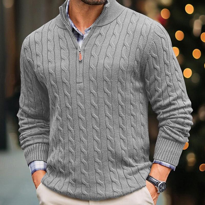 ModeGeist | Kabelstrickpullover mit Reißverschluss Weich und Warm Klassischer Look