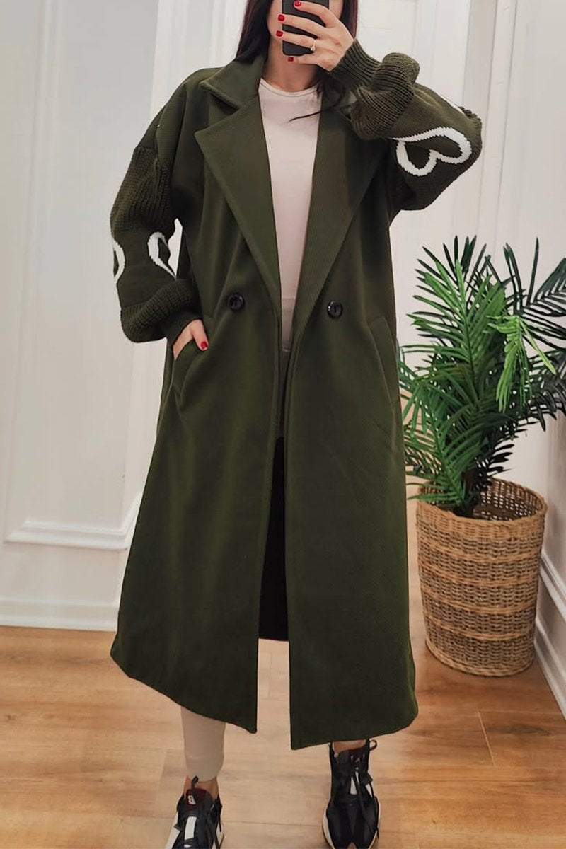 ModeGeist | Lange Jacke mit Strickärmel Elegant und Warm Einzigartiges Design