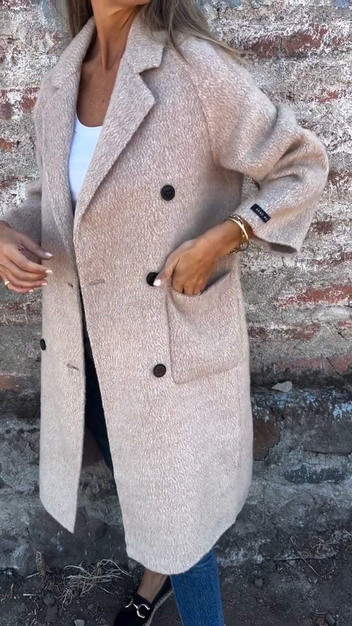 ModeGeist | Lange Jacke mit Doppelknopfverschluss Zeitloses Design Elegante Passform