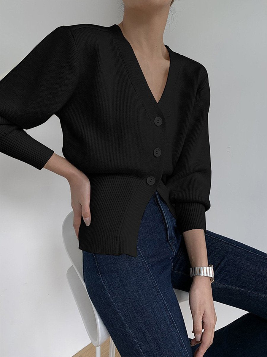 ModeGeist | Strickjacke - V-Ausschnitt Innenbund Strickjacke