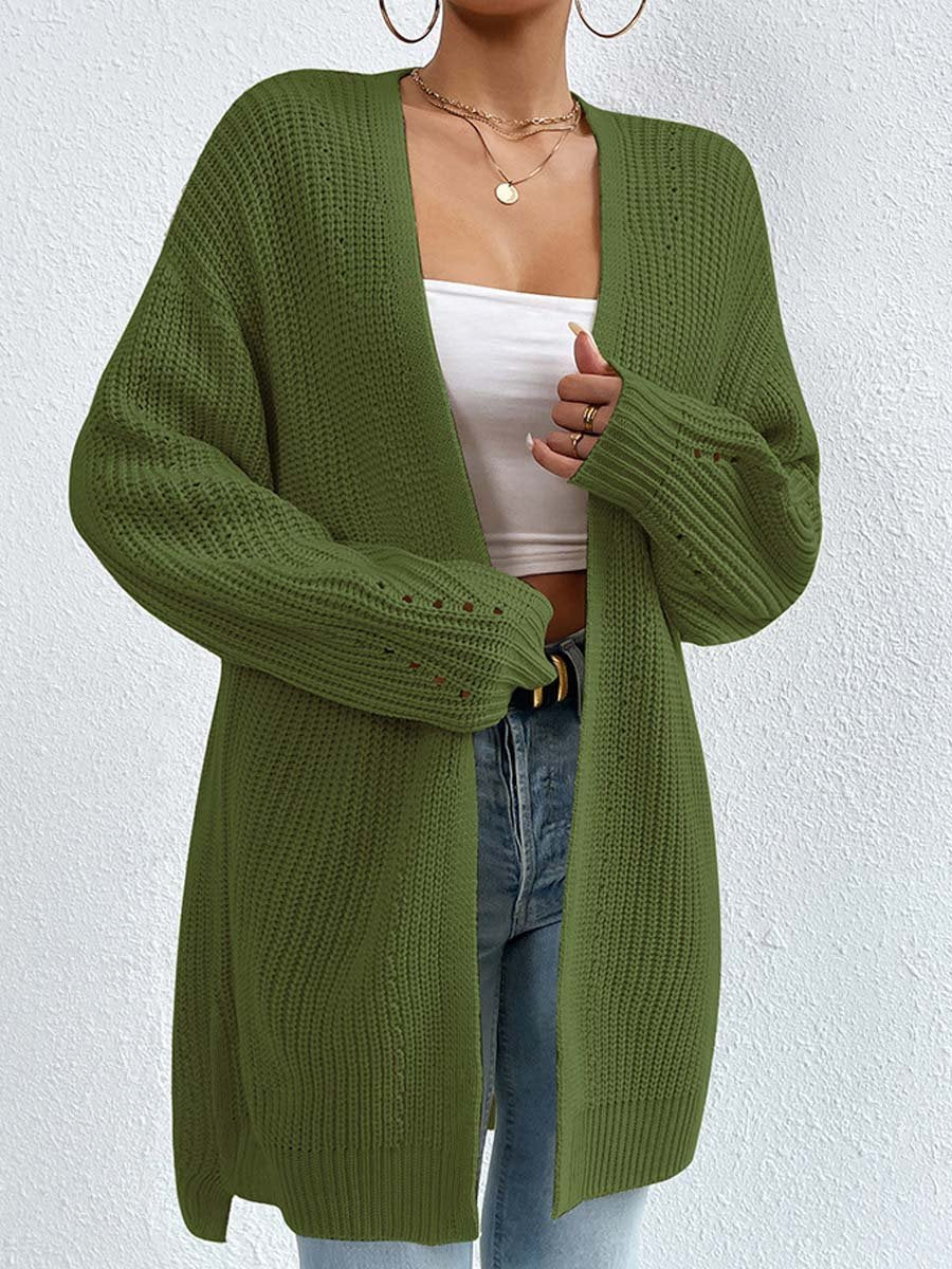 ModeGeist | Kardigan - V-Ausschnitt Lockere Mittellange Gestrickte Jacke, Lässig und Bequem