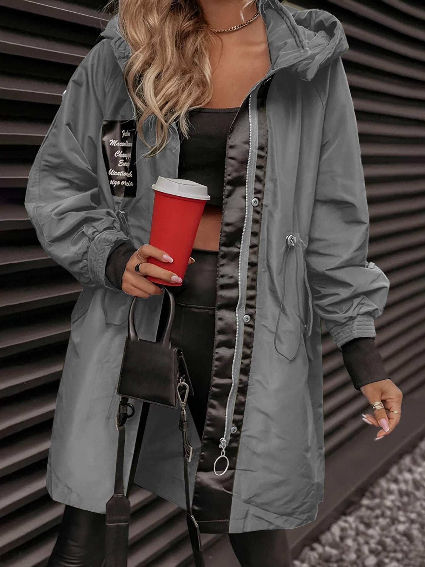 ModeGeist | Damen Parka - langer Mantel mit Kapuze, verstellbarem Kordelzug und Reißverschluss