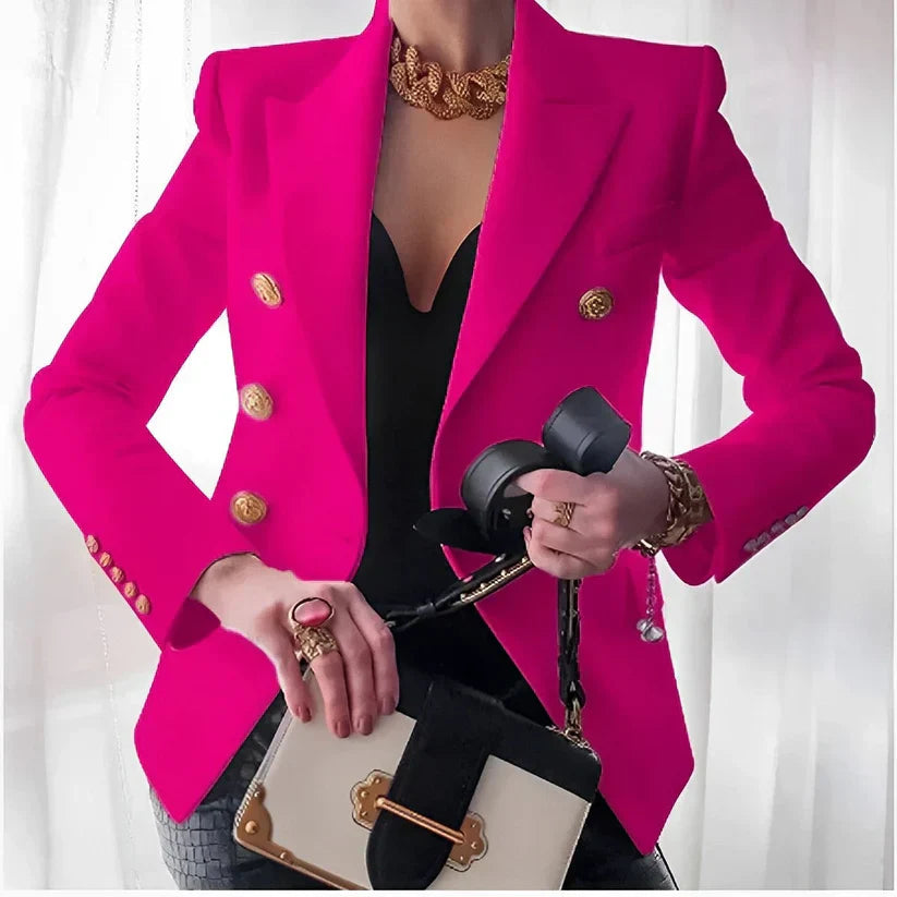 MODEGEIST Damen Blazer Zweireihig Goldknöpfe Tailliert