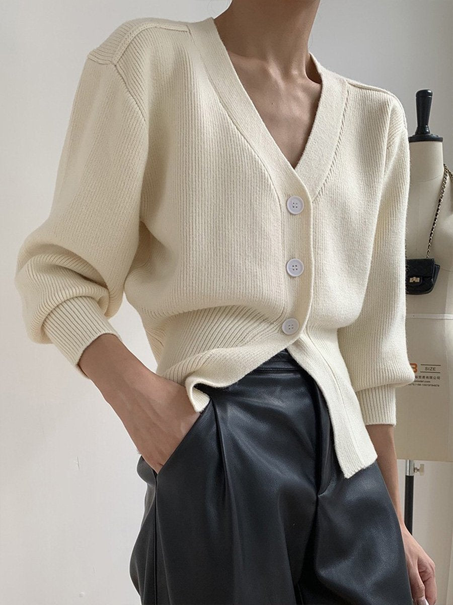ModeGeist | Strickjacke - V-Ausschnitt Innenbund Strickjacke
