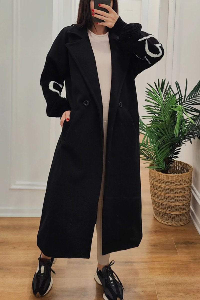 ModeGeist | Lange Jacke mit Strickärmel Elegant und Warm Einzigartiges Design