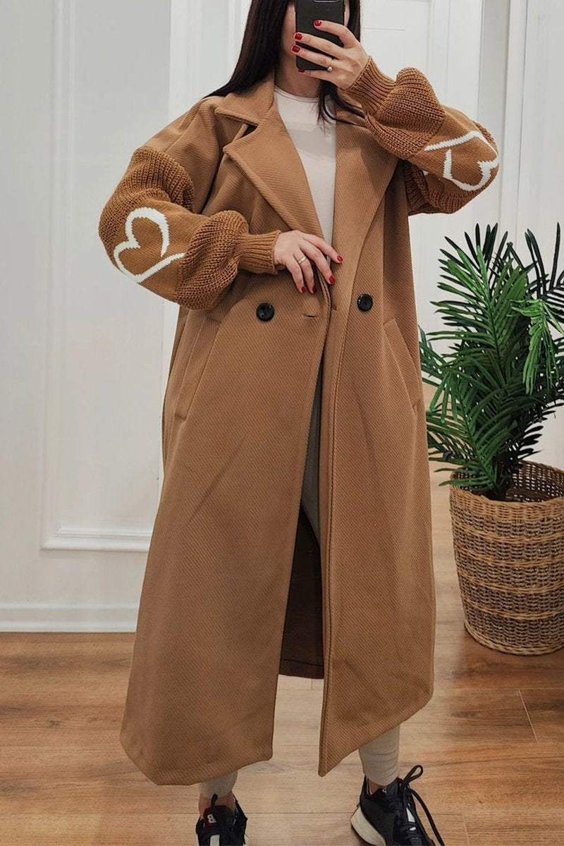 ModeGeist | Lange Jacke mit Strickärmel Elegant und Warm Einzigartiges Design