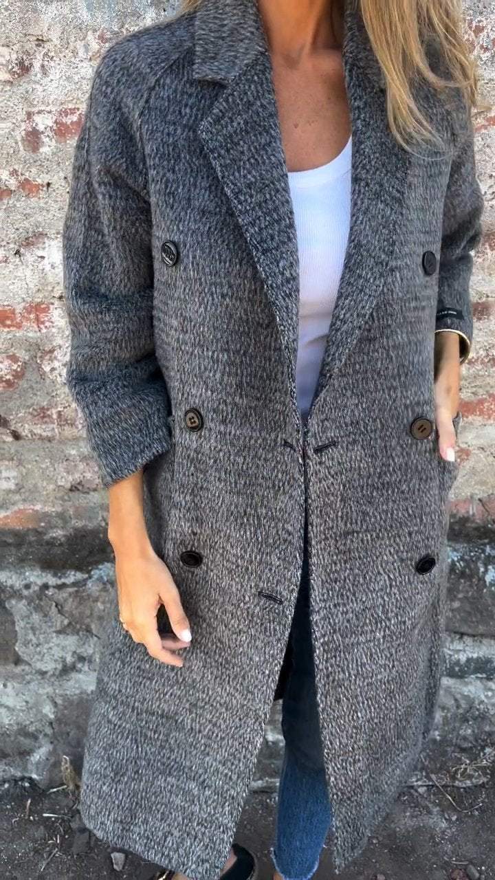 ModeGeist | Lange Jacke mit Doppelknopfverschluss Zeitloses Design Elegante Passform