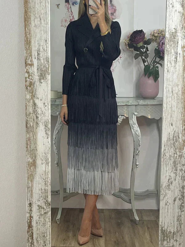 Johanna Spitzenkleid mit Fransen-Farbverlauf