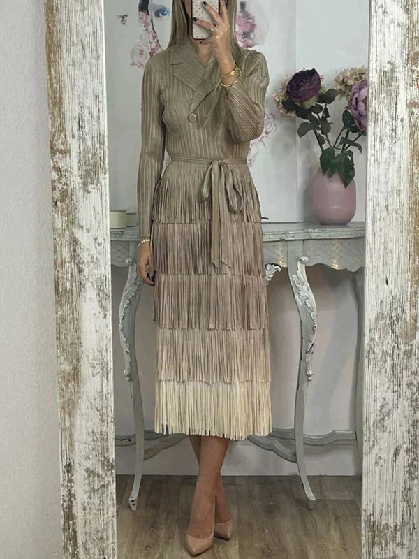 Johanna Spitzenkleid mit Fransen-Farbverlauf