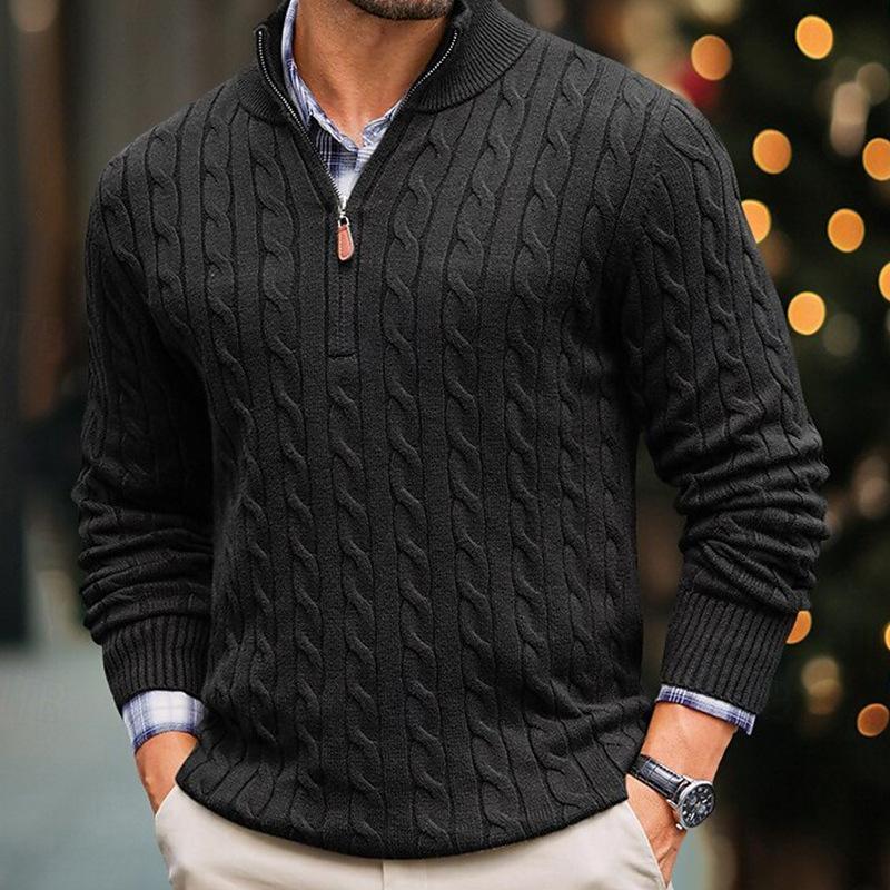 ModeGeist | Kabelstrickpullover mit Reißverschluss Weich und Warm Klassischer Look