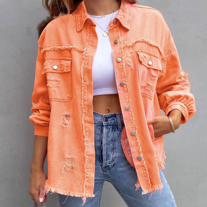ModeGeist | Lässige Damen Denimjacke mit Langen Ärmeln