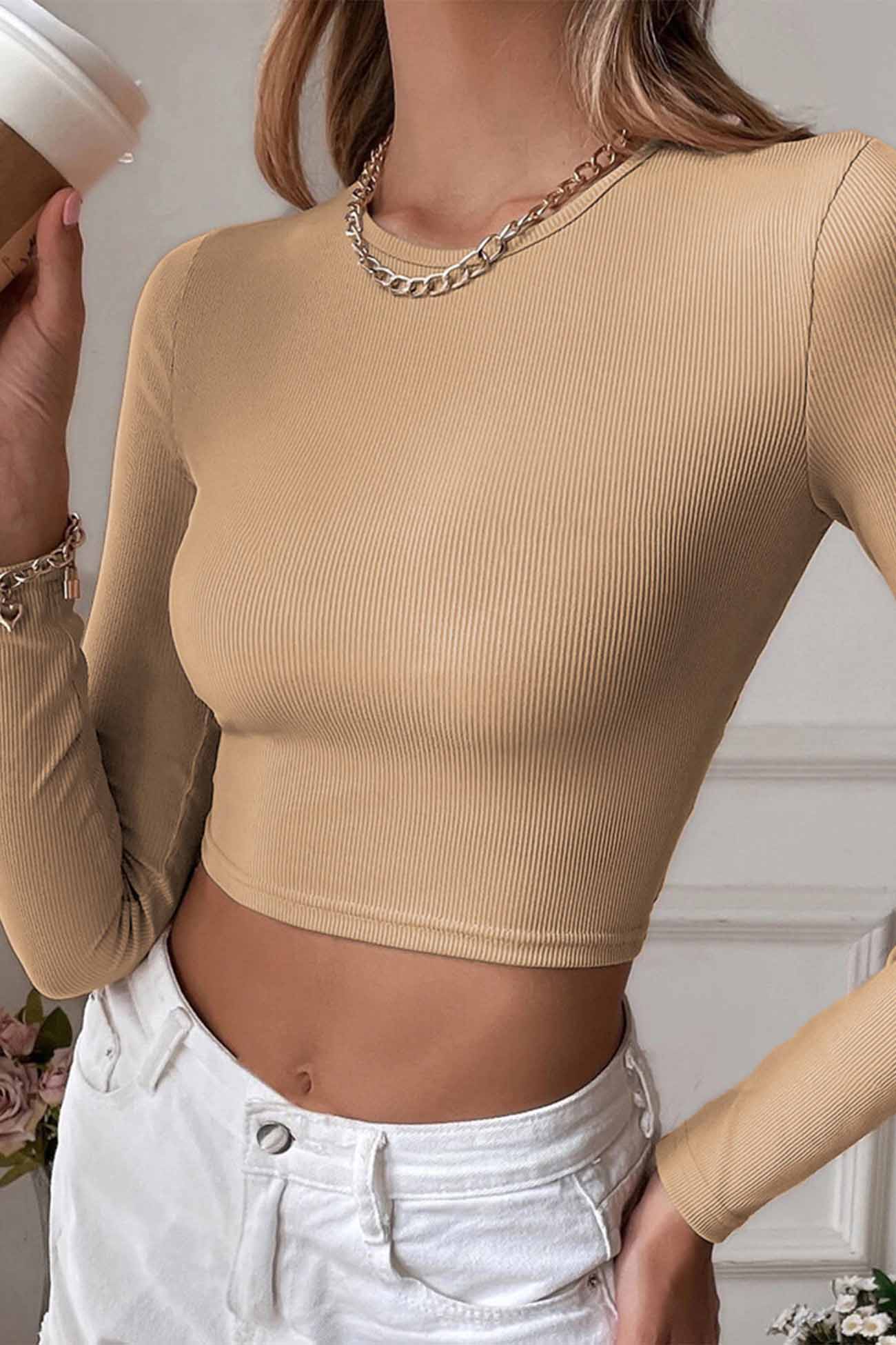 Lange Ärmel Tops mit Twist Rückenausschnitt von Fudus