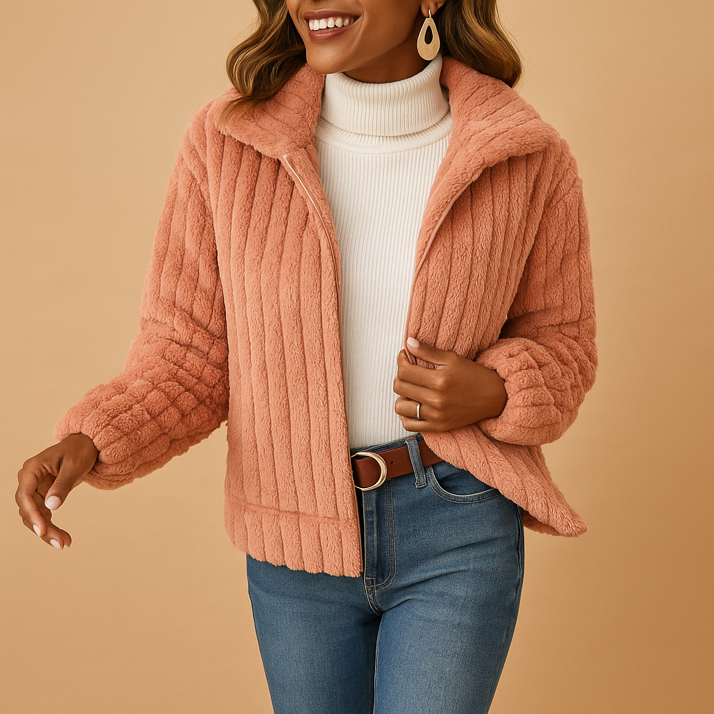 ModeGeist | Stilvolle Teddy Damenjacke mit Kragen