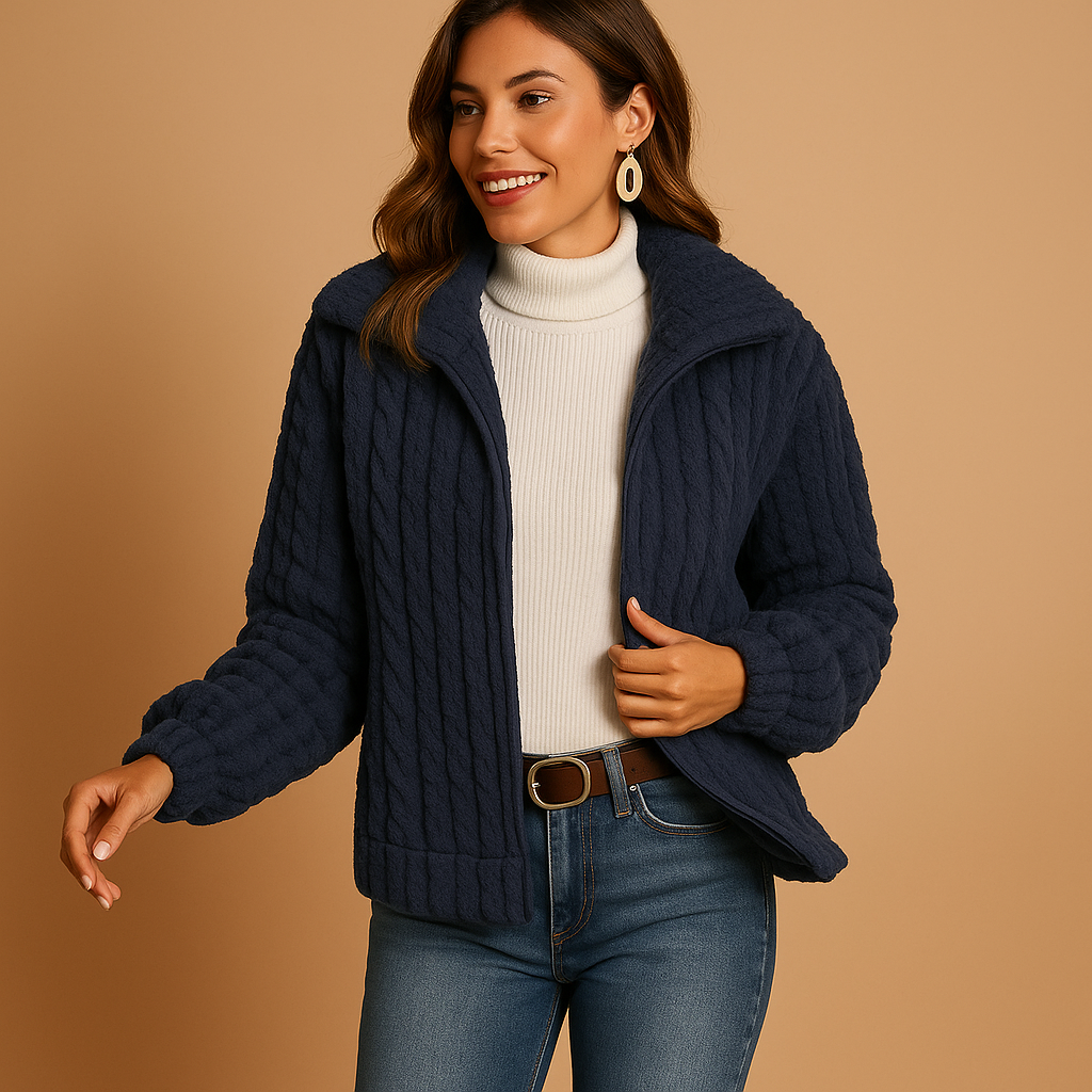 ModeGeist | Stilvolle Teddy Damenjacke mit Kragen