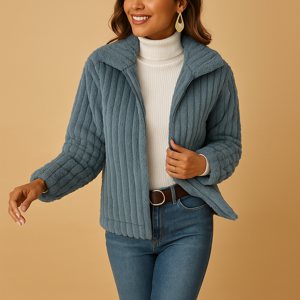 ModeGeist | Stilvolle Teddy Damenjacke mit Kragen