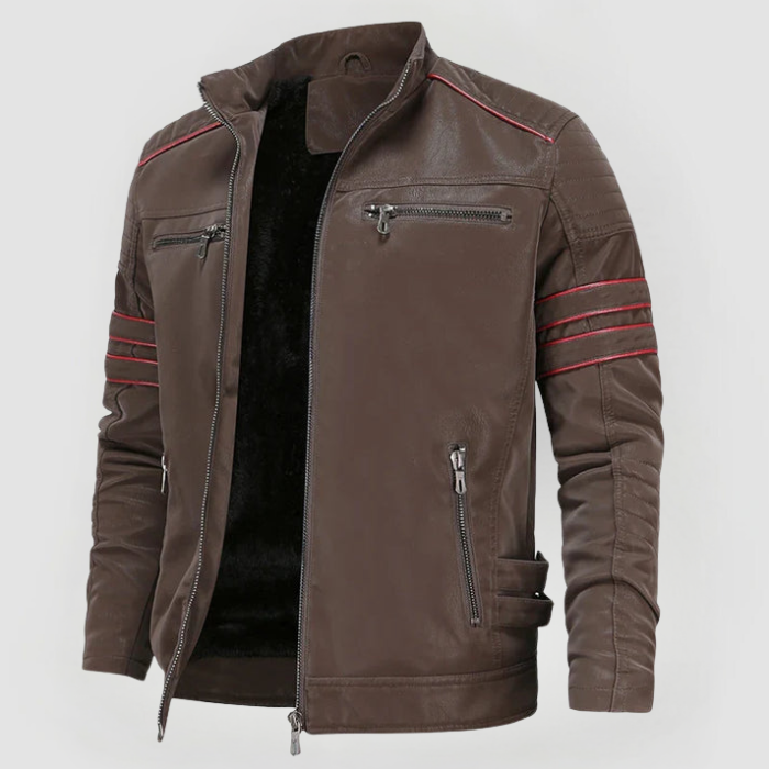 GEORGE Lederjacke mit Wolverine-Design