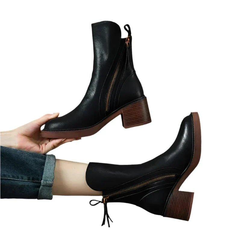 MODEGEIST Damen Stiefeletten Blockabsatz elegant