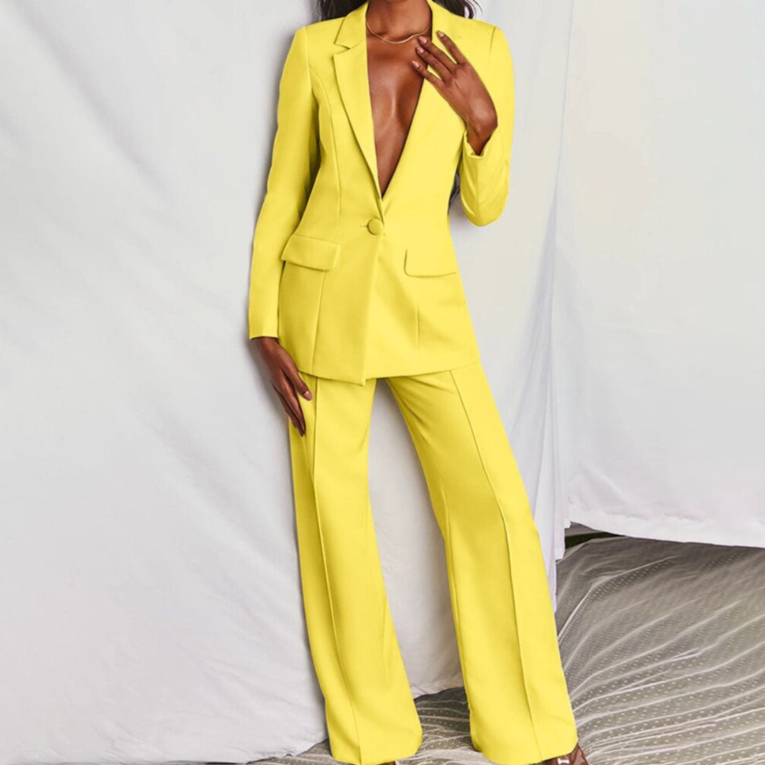 MODEGEIST Damen Blazer Hosen Set Tailliert Business
