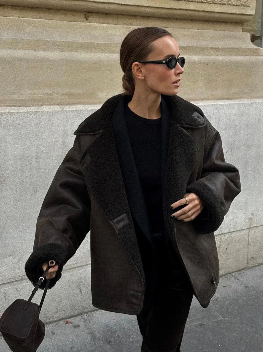 ModeGeist | Faux Schafwoll Moto Jacke