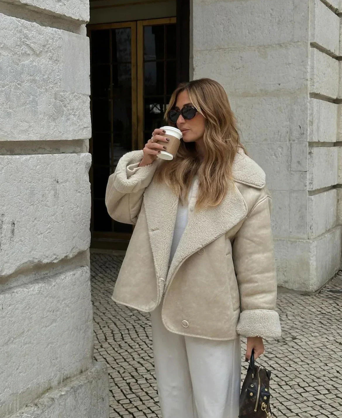 ModeGeist | Faux Schafwoll Moto Jacke