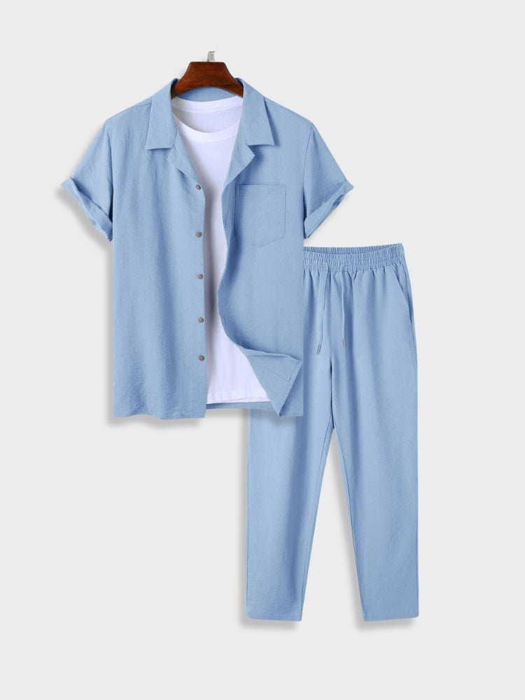 Herren-Set: Hemd mit Knöpfen & Hose mit Gummizug