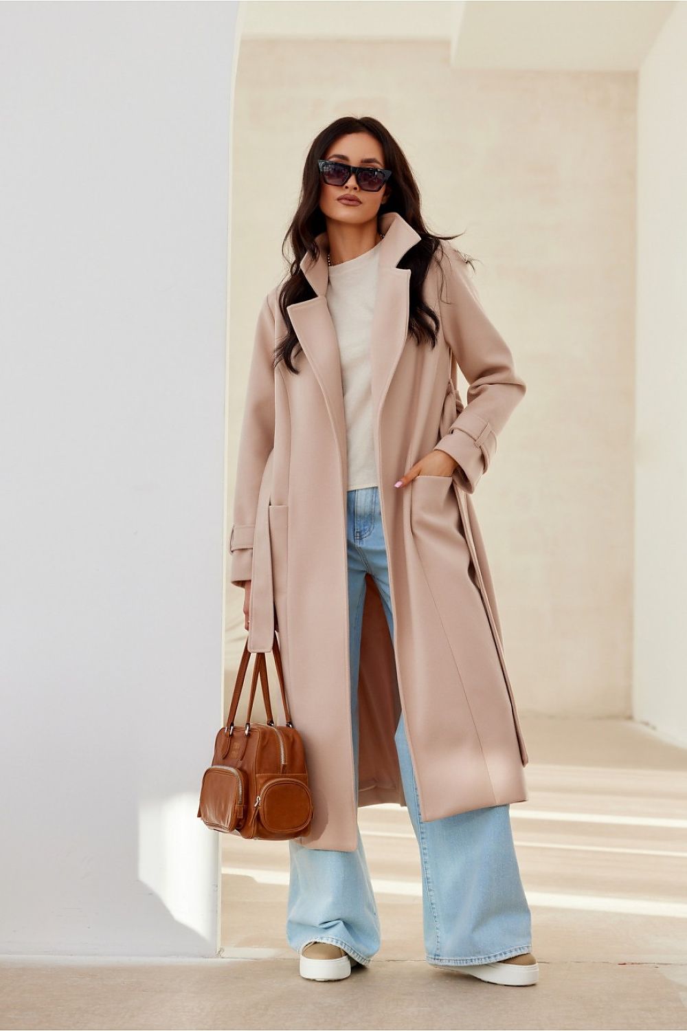 ModeGeist | Langarmkleid mit Gürtel für Frauen ideal für den Herbst und Winter